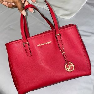 Michael Kors Red Saffiano Leather Handbag